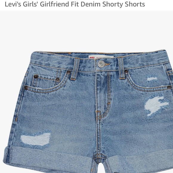 Levi's Girls Girlfriend Fit Denim Shorty Shorts cuff roll up button 8 adjustable - Picture 10 of 10